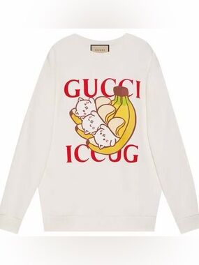 Gucci x Bananya Crunchyroll Collab Cream Terry Cloth Sweatshirt